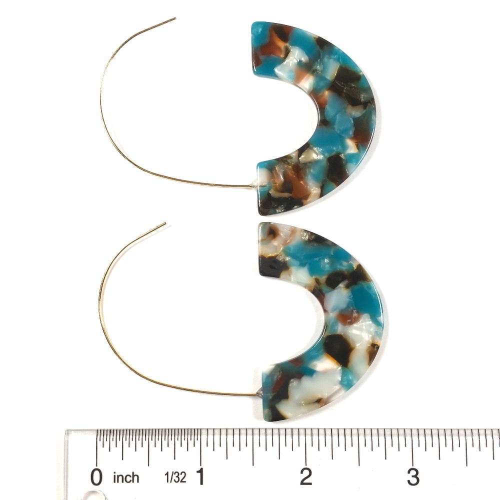 Acrylic Tortoise Shell Resin Dangle Earrings - Picture 4 of 5
